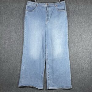 NWT PINK Victorias Secret High-Rise Straight Jeans Wide Leg Light Wash Size 20